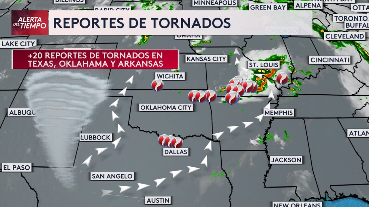Tan solo el sábado 25 de mayo del 2024, se han reportado más de 20 tornados en el 'callejón de los tornados': Texas, Oklahoma y Arkansas.