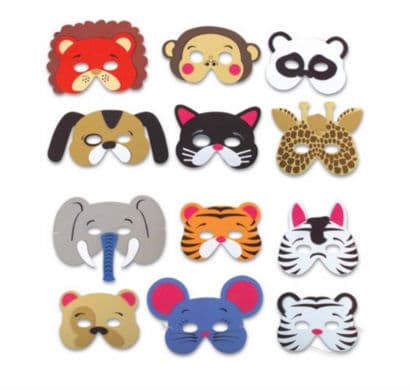 Máscaras de animales para jugar durante la fiesta y llevarse a casa