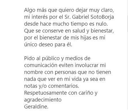 Tras el serio señalamiento, agregó que no tenía interés sentimental por su exesposo desde hace mucho tiempo.