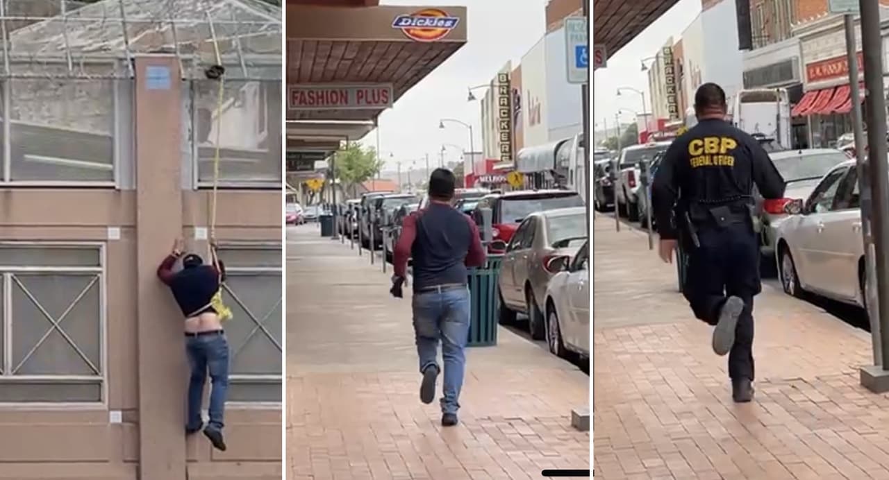Transmisión en vivo capta el momento en que inmigrantes saltan el muro fronterizo en Arizona