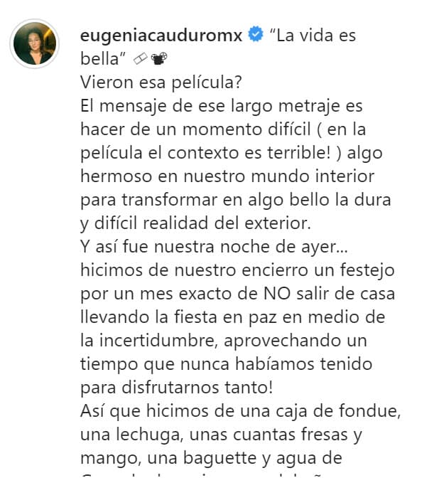 "Hicimos
<b><a href="https://www.univision.com/local/puerto-rico-wlii/como-explicarle-a-los-ninos-el-coronavirus" target="_blank">de nuestro encierro un festejo</a> </b>por un mes exacto de no salir de casa", contó la actriz de 52 años a través de su
<b><a href="https://www.instagram.com/p/B_NYuLvldxJ/" target="_blank">cuenta de Instagram </a></b>el lunes 20 de abril.
<br>