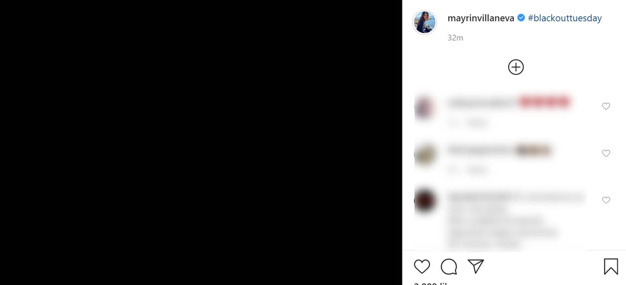 <b><a href="https://www.instagram.com/p/CA7zX8nJZdo/" target="_blank">Mayrín Villanueva</a></b> fue otra de las famosas que desde la Ciudad de México guardó silencio.