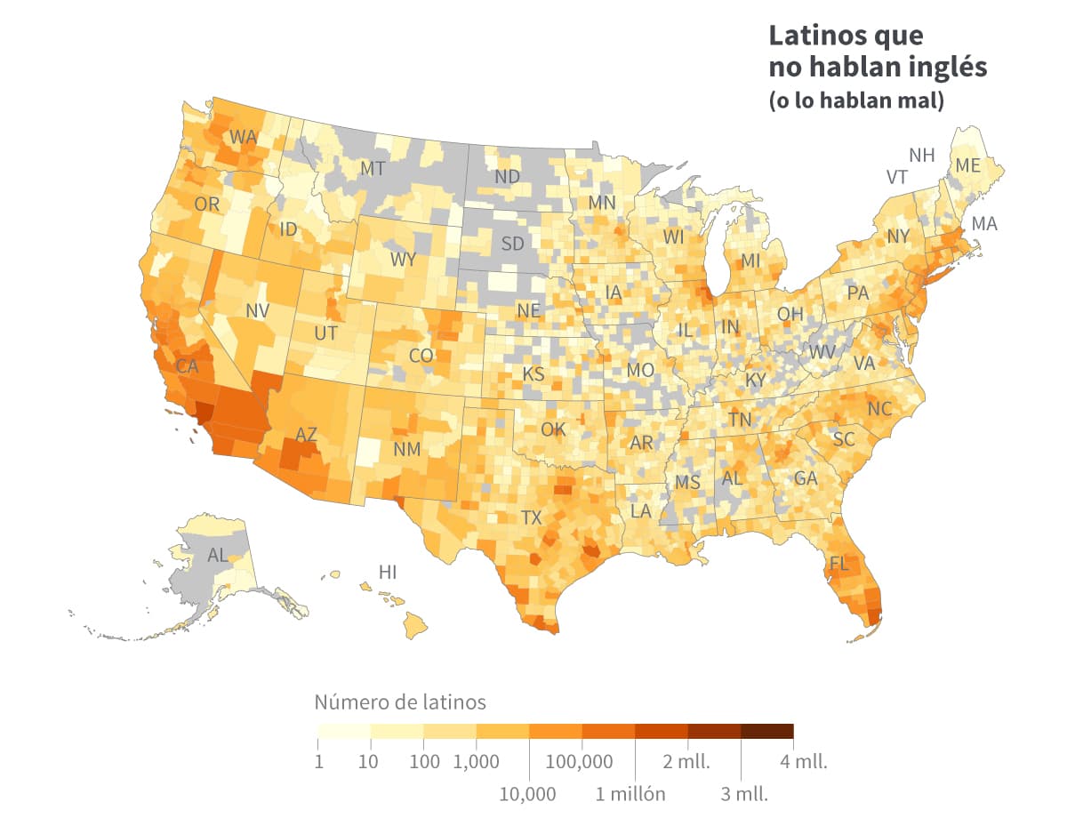 El mapa que muestra por qué es importante que Tim Kaine hable español