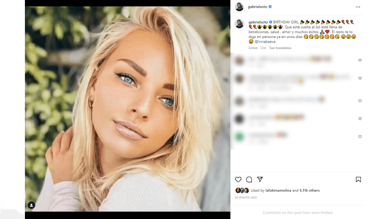 "'Birthday girl' (cumpleañera). Que está vuelta al sol esté llena de bendiciones,
<b>salud, amor y muchos éxitos</b>. El resto te lo digo en persona ya en unos días". Soto agregó emoticonos de besos, celebración y un corazón rojo.
<br>
