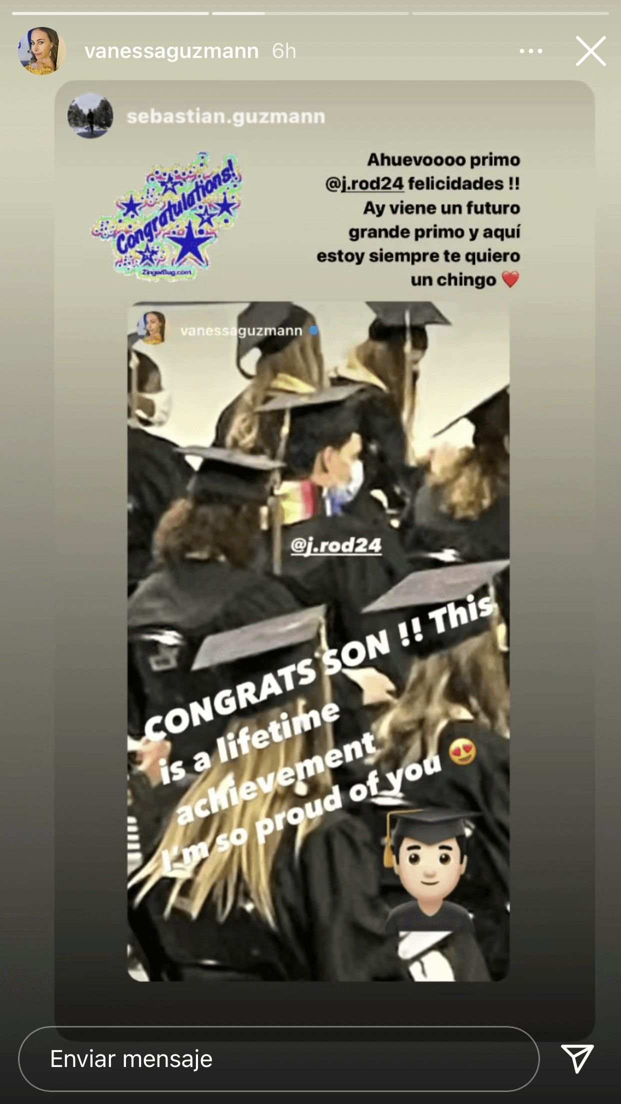 Junto a ellas escribió: "Este es un gran logro en tu vida. Estoy muy orgullosa de ti".