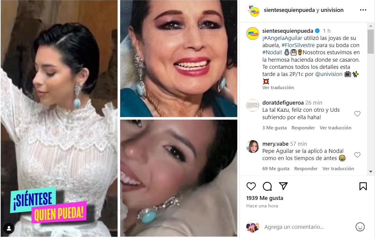 Ángela Aguilar usó los aretes de Flor Silvestre en su boda