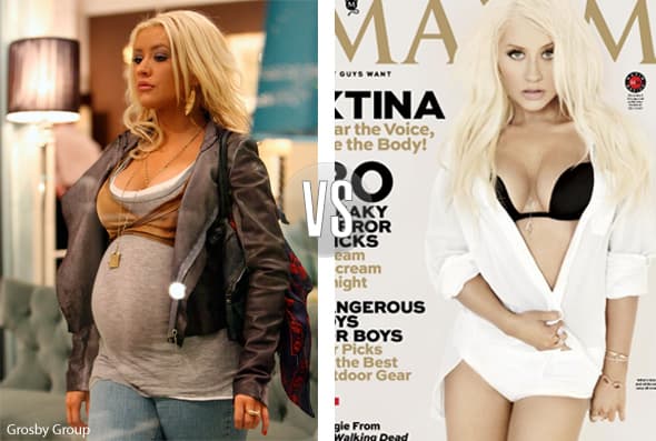 Christina Aguilera no se queda nada atrás... Ella también subió de peso durante sus embarazos, sobretodo en el primero.