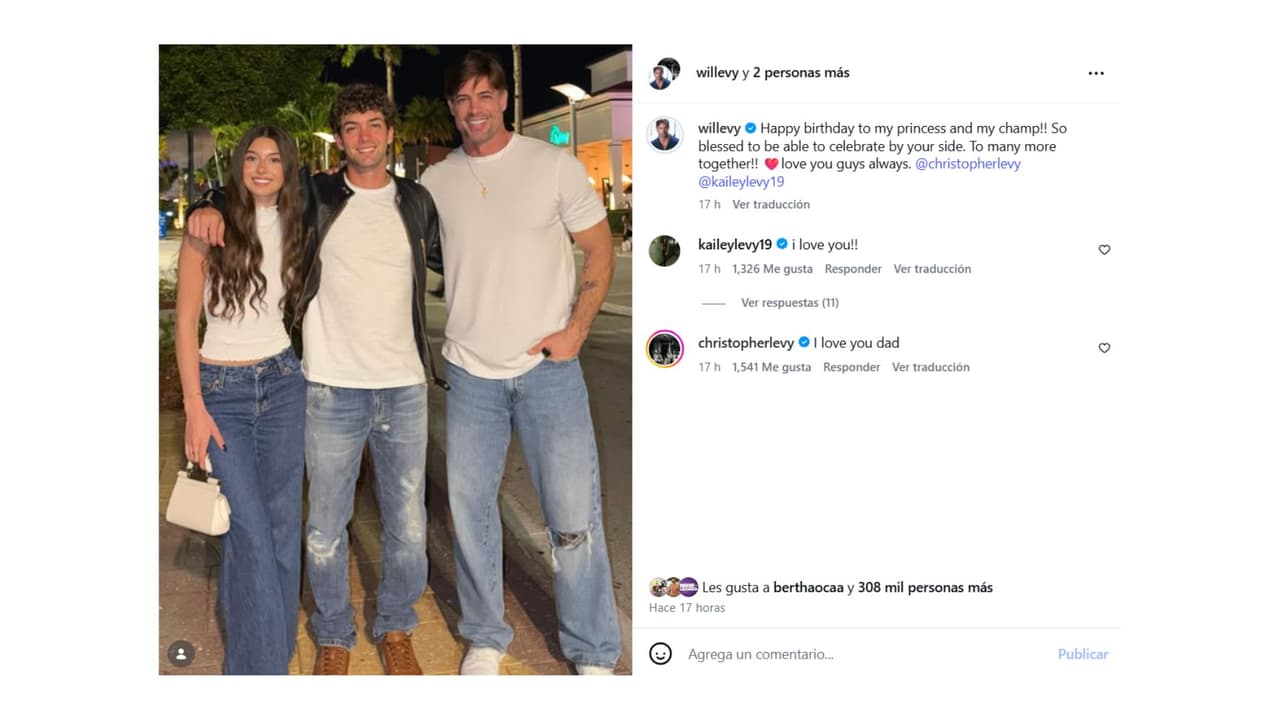 William Levy y sus hijos, Christopher y Kailey.