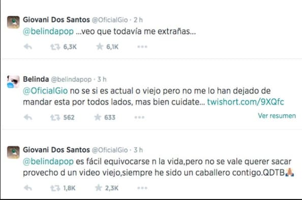 En su perfil, el futbolista le escribió a Beli: "veo que todavía me extrañas" pero cuando ella le reclamó, solo dijo " siempre he sido un caballero contigo". Mientras tanto, el hashtag #VeoQueTodaviaMeExtrañas se volvió trending topic en la red social por varios días.