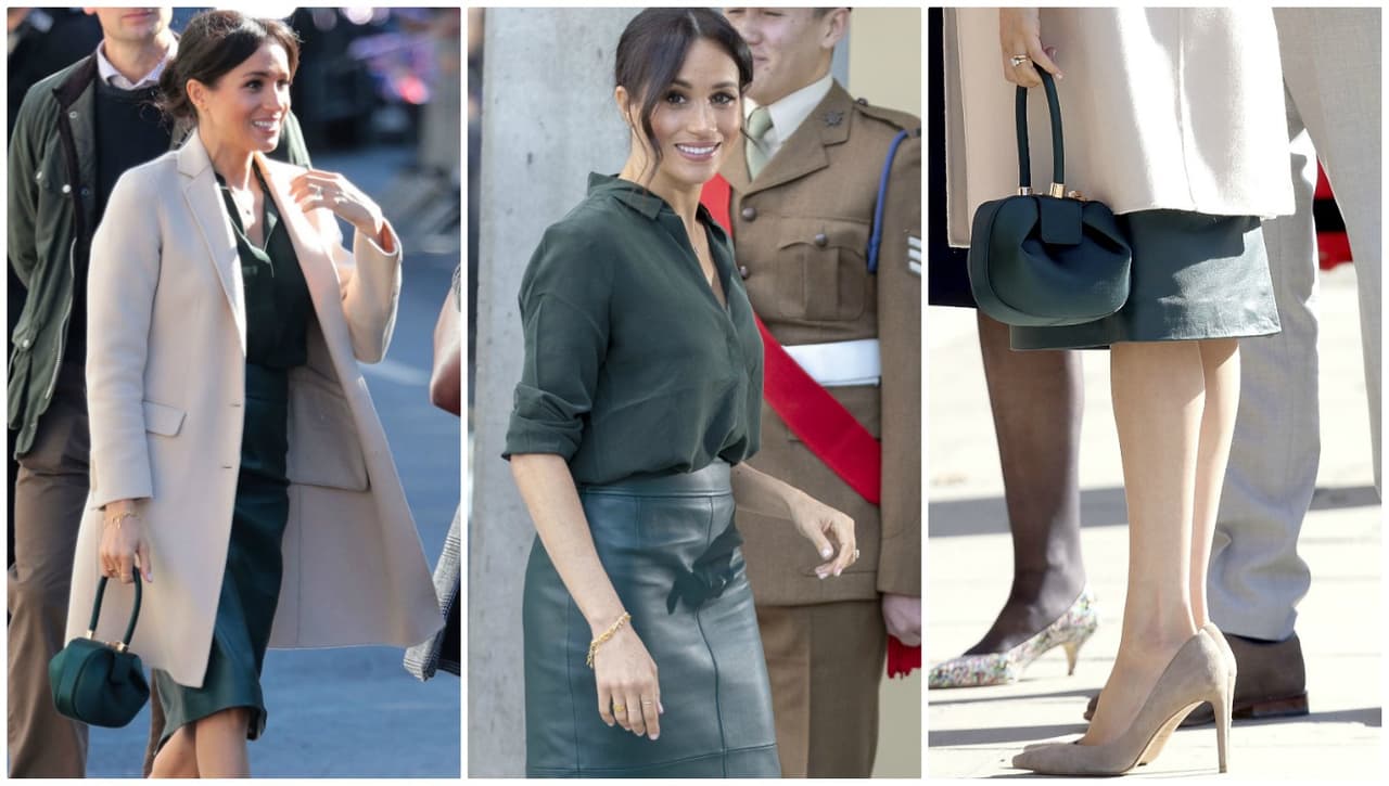 Presumió un 'look' valorado en poco más de 5,400 dólares, sin contar los zapatos. Su abrigo, Armani, cuesta 2,600 dólares; 
<b><a href="https://www.hugoboss.com/us/lambskin-leather-pencil-skirt-with-paneled-structure/hbna50396397_349.html#wrapper">la falda verde en piel, marca Hugo Boss, cuesta 595 dólares</a></b>; la camisa verde, de 'An Other Stories', vale 90 dólares y la cartera, de Gabriela Hearst, tiene un valor de $2,187.