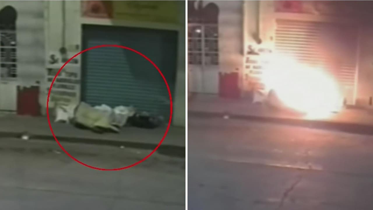 <b>Le prenden fuego a un desamparado cuando dormía en la calle durante la madrugada</b>
<br>
<br>En un video se observa cómo un sujeto le prende fuego y huye en México. Manuel, de 85 años, logró salir ileso y se fue del lugar: llegó a su casa, la cual había dejado hace 29 años. Su esposa ya lo daba por muerto.