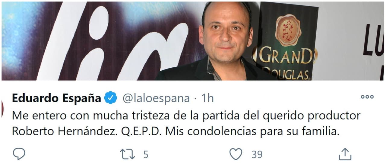 El actor Lalo España le envió sus condolencias a la familia del productor.