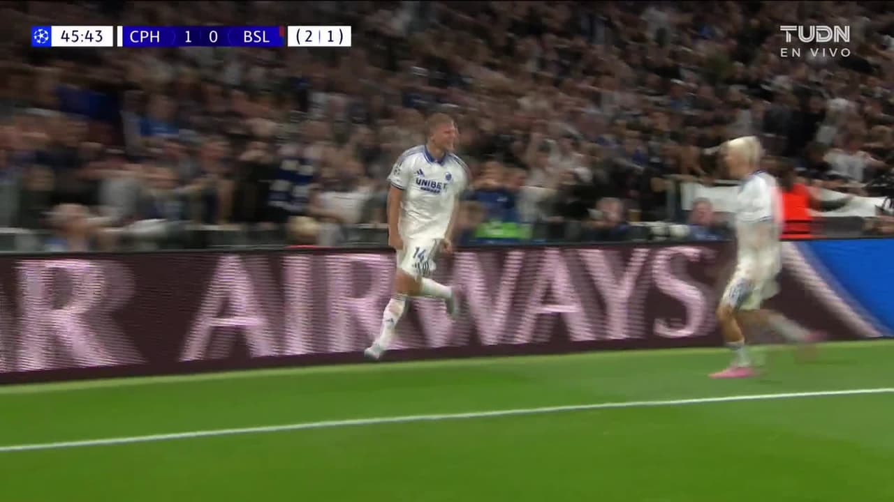 ¡Brutal cabezazo! Copenhague anota el 1-0 vs. Basel y se acerca a Champions