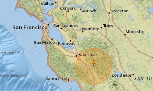 USGS reporta nuevo sismo de magnitud 3.9 con epicentro al sur de la Bahía de San Francisco 