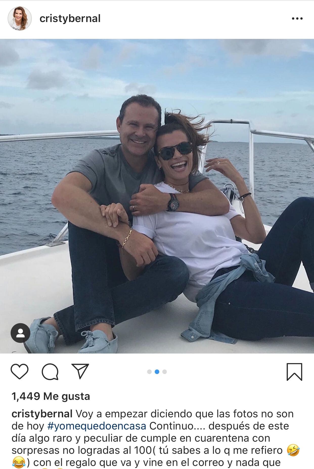 Su esposa
<b><a href="https://www.instagram.com/cristybernal/">Cristy Bernal</a></b> también utilizó su respectiva cuenta de Instagram para mandarle un lindo mensaje de felicitación, además de hacerle una promesa muy especial.
<br>