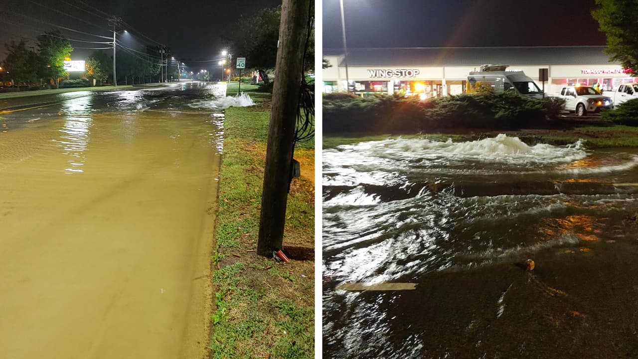 Rotura de tubería causa inundaciones y el cierre parcial de Roxboro St. en Durham