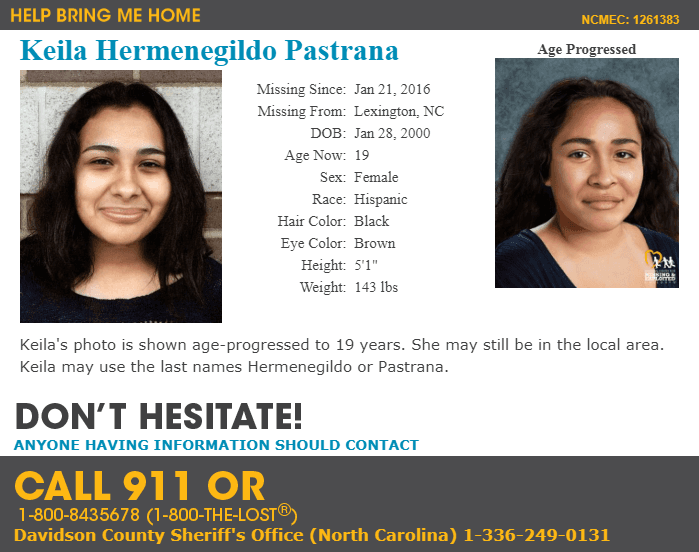 Niños y Adolescentes hispanos extraviados en Carolina del Norte