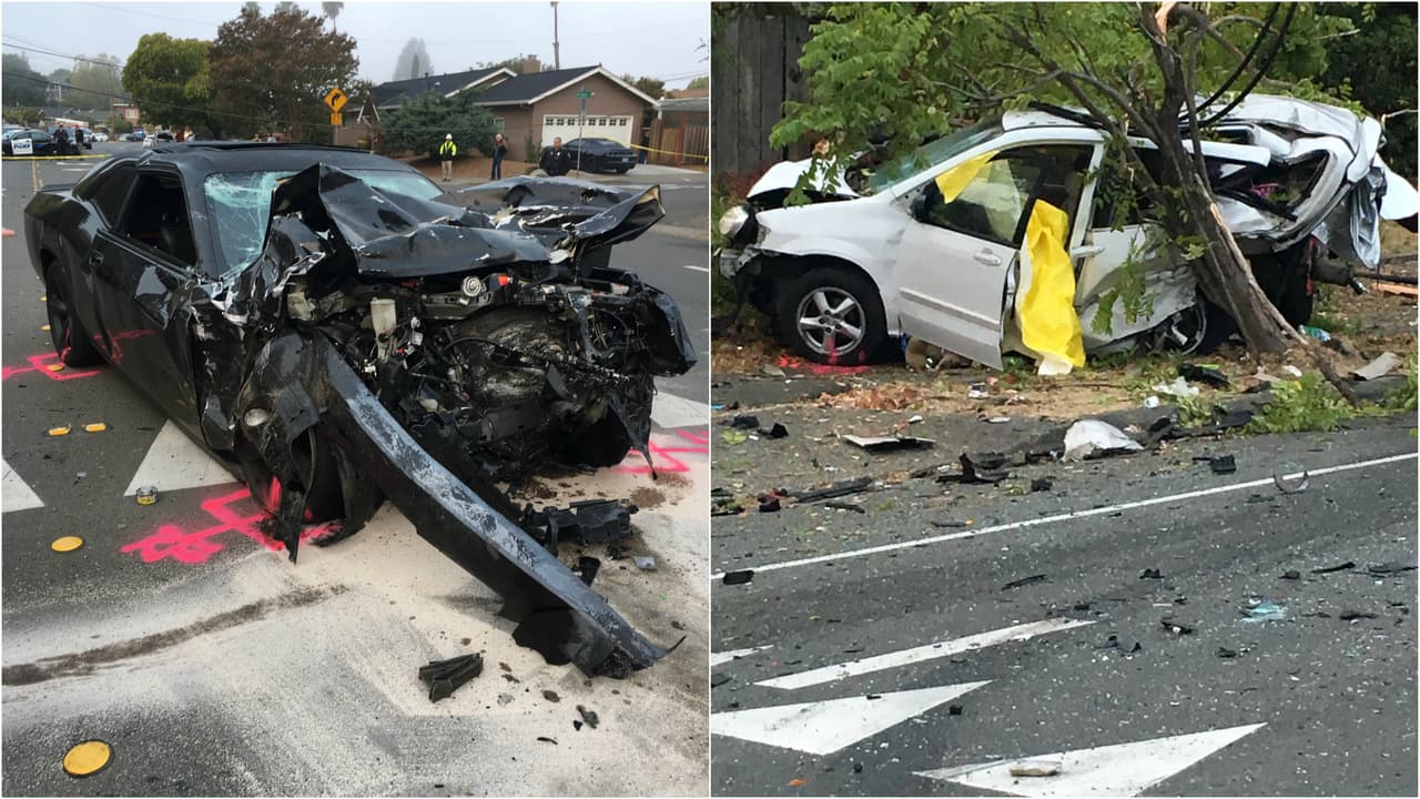 Los oficiales ubicaron al conductor de un Dodge Challenger de color negro que terminó destrozado en medio de la avenida Hoen. También localizaron a una mujer y a su perro, ambos sin vida, en el vehículo, un SUV Mazda blanco.