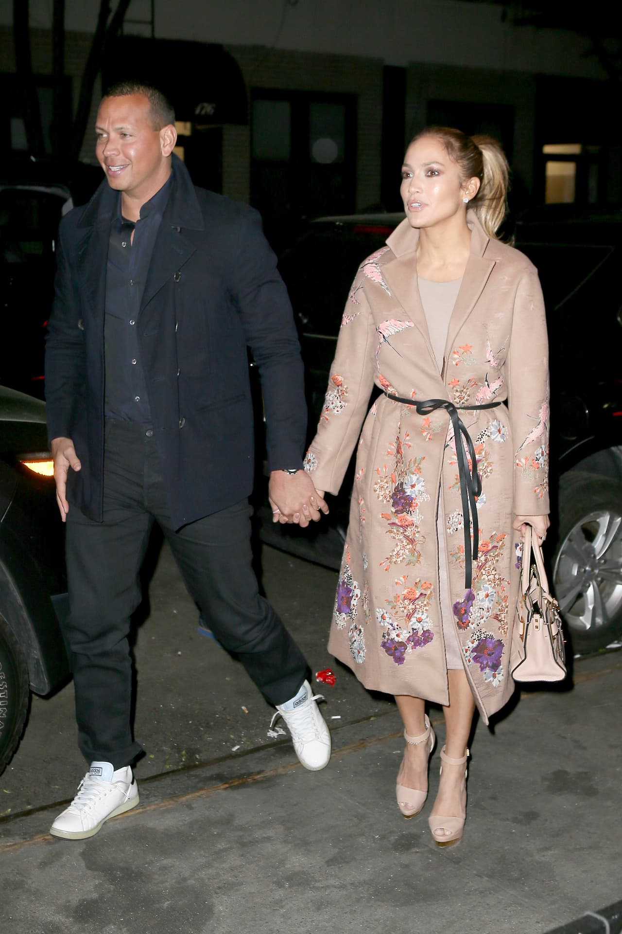 Photo © 2017 Backgrid/The Grosby Group New York, May 08 2017 Jennifer Lopez and Alex Rodriguez look smitten as they head to a romantic dinner in the West Village. JLO and A-Rod smile to one another as they hold hands and walk to their dinner date. Pictured: Jennifer Lopez, Alex Rodriguez