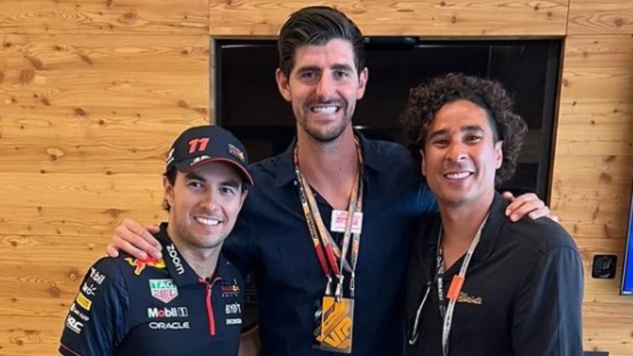Checo Pérez recibió la visita de Ochoa y Courtois en el GP de Mónaco