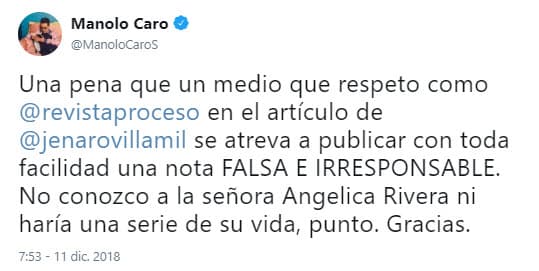 Con un mensaje contundente aseguró que no conoce a 
<b><a href="https://www.univision.com/entretenimiento/celebridades/asi-se-cansan-todos-para-hacer-fila-en-el-avion-la-leccion-que-angelica-rivera-dio-a-su-hija-menor-fotos">Angélica Rivera</a></b>.
<br>