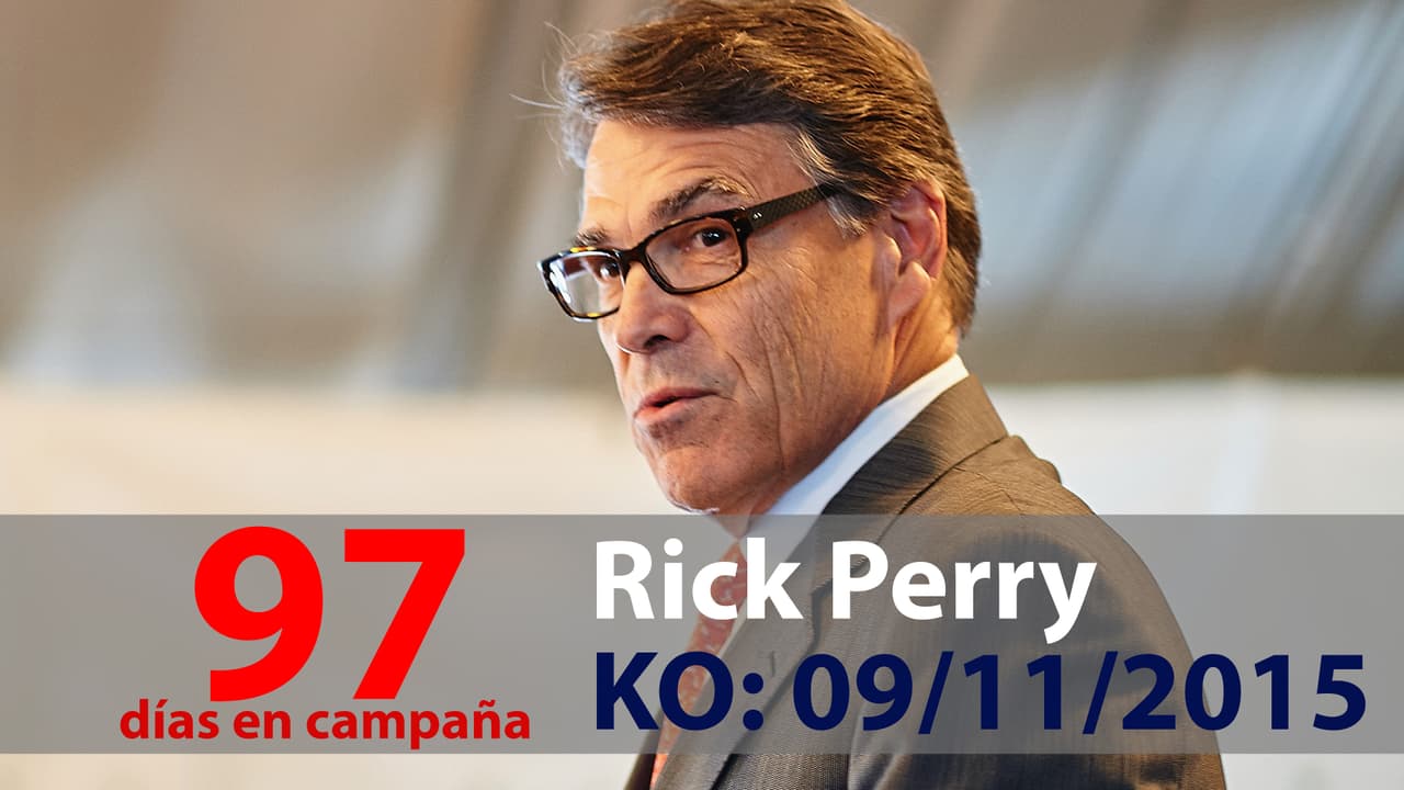 El exgobernador de Texas fue el primero en abandonar la carrera, antes de que depositara el primer voto. No fue tan sorpresiva su salida como su postulación, vista la mala experiencia que tuvo en 2012 cuando también buscó la nominación.