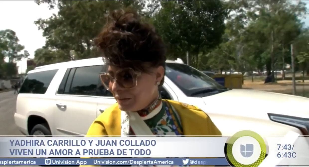 El pasado 14 de febrero la actriz asistió al Reclusorio Norte de la Ciudad de México, en donde está preso su esposo Juan Collado acusado por
<b><a href="https://www.univision.com/famosos/juez-cierra-la-investigacion-complementaria-en-contra-de-juan-collado-el-esposo-de-yadhira-carrillo-fotos" target="_blank">probable asociación delictuosa y lavado de dinero,</a></b> y a su salida habló del tema en entrevista con
<a href="https://www.univision.com/shows/despierta-america/ese-hombre-me-quiere-me-cuida-mucho-yadhira-carrillo-comparte-los-detalles-que-la-enamoran-de-juan-collado-video" target="_blank">Despierta América</a>.
<br>