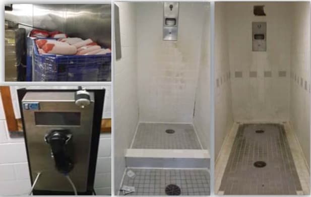 Fotos incluidas en un reporte federal para denunciar la mala calidad de la comida, los baños sucios y los teléfonos inservibles que se detectaron en la cárcel Theo Lacy del condado de Orange.