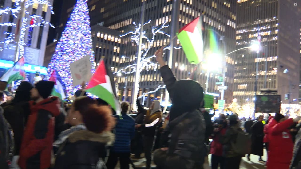 Como se había previsto, decenas de manifestantes pro Palestina acudieron al evento a protestar.