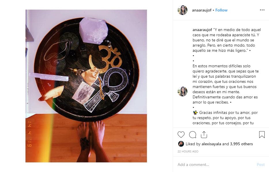 Al lado de esta imagen la esposa de Lyle escribió tres párrafos que revelan que dentro de todo el caos por el que está pasando encontró un poco de tranquilidad.