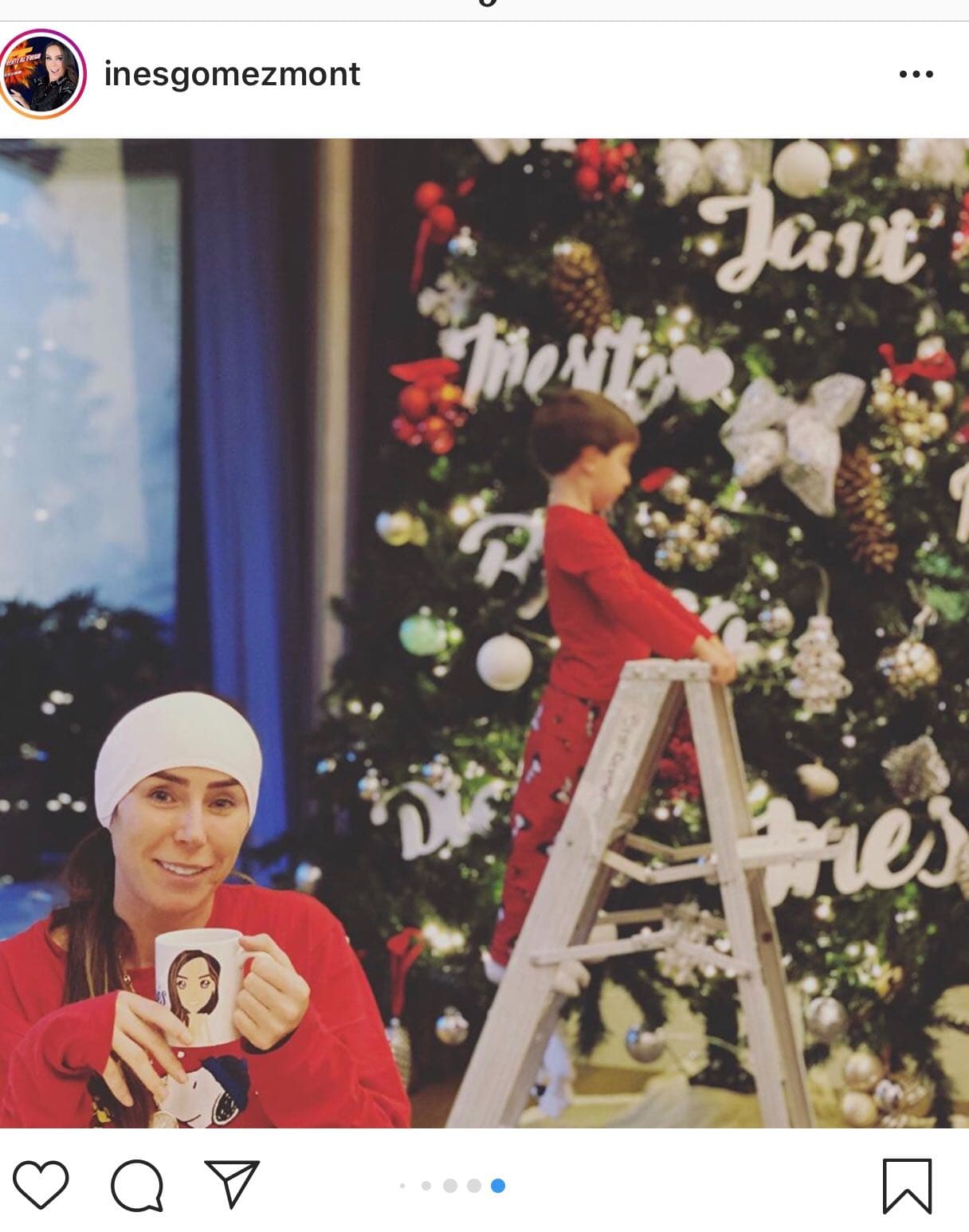 <b><a href="https://www.univision.com/temas/ines-gomez-mont">Inés Gómez Mont</a></b> compartió en su cuenta de 
<b><a href="https://www.instagram.com/inesgomezmont/?hl=es-la">Instagram</a></b> que el espíritu navideño ya invadió su hogar.