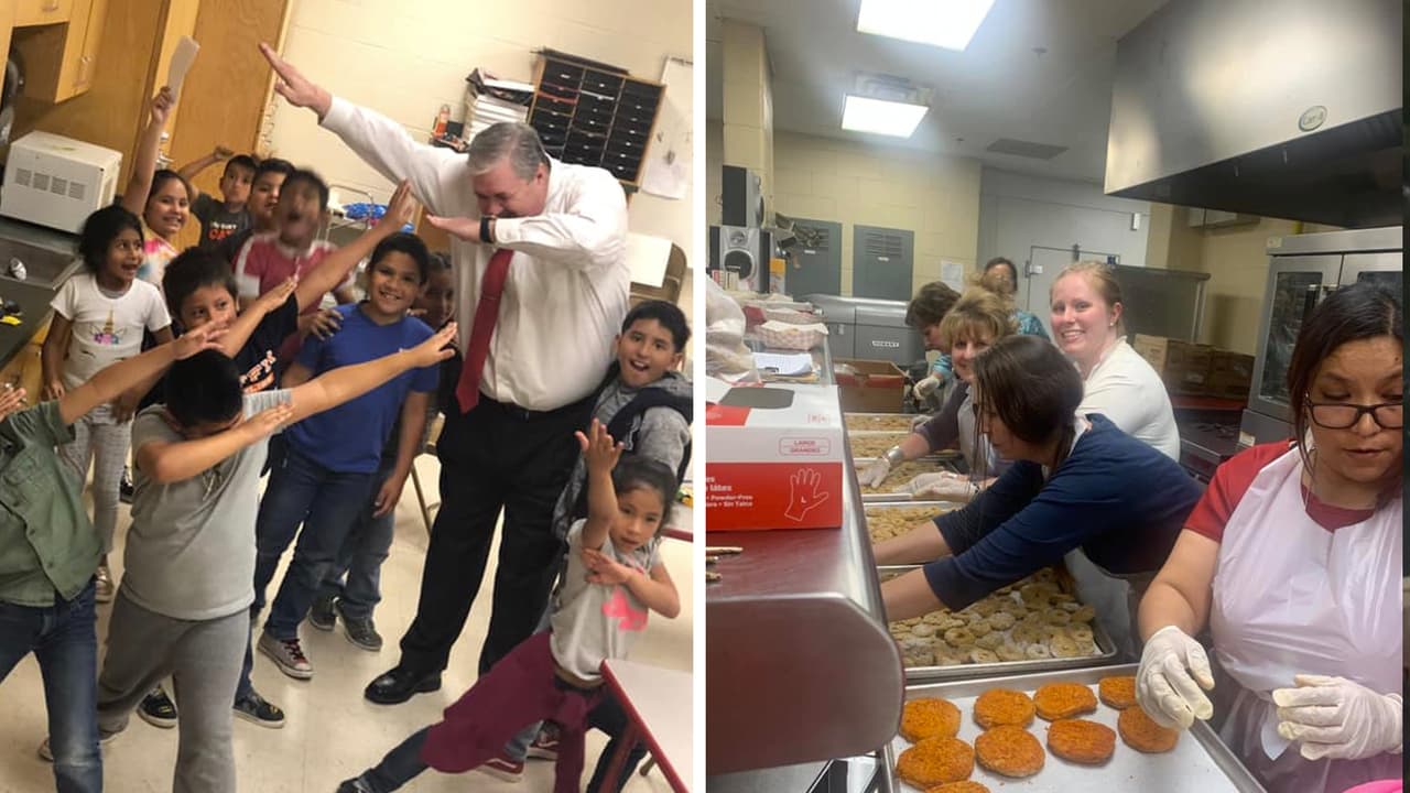 <a href="https://www.facebook.com/clevelandisd.org/posts/2225278317567609" target="_blank">Los niños de una primaria del Distrito Escolar de Cleveland </a>t uvieron que quedarse en su escuela debido a las inundaciones. El superintendente Chris Trotter se reunió con los niños para asegurarse de que estuvieran seguros y personal del plantel estuvo asistiendo en los comedores para brindarles comida.