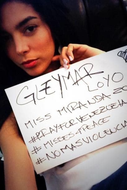 Gleymar Loyo, Miss Miranda, se unió a la campaña. Fotografía tomada de Twitter.