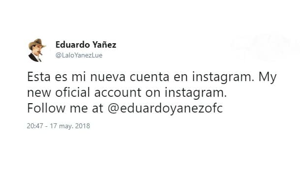Hasta hace unos días solo contaba con su cuenta oficial en Twitter, sin embargo, el pasado 18 de mayo anunció que ya tenía Instagram.