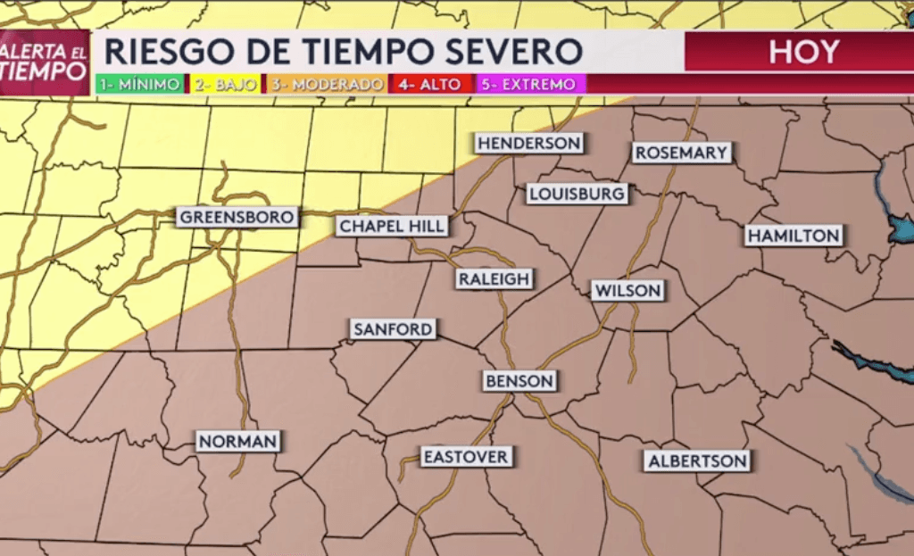 Tormentas severas: pronostican granizo y posibles tornados en Carolina del Norte