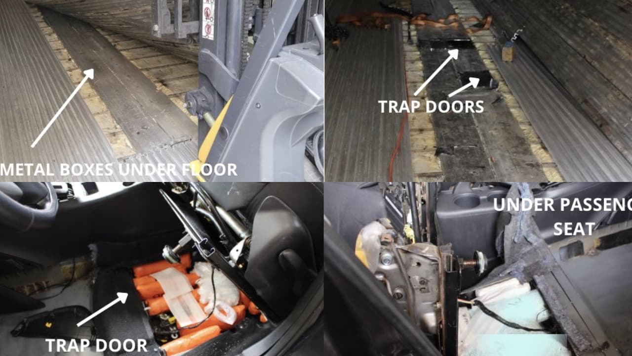 Los traficantes modifican partes de los vehículos para esconder las pastillas de fentanilo.