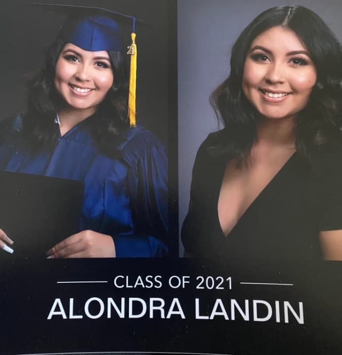 <b>Alondra Landin</b> — Inderkum High School
<br>
<br>"¡Felicidades Alondra por graduarte y ser aceptada en San José State University!"