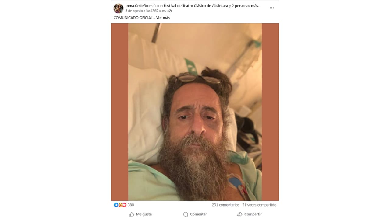 El actor se encuentra "estable" tras sufrir una fibrilación ventricular.