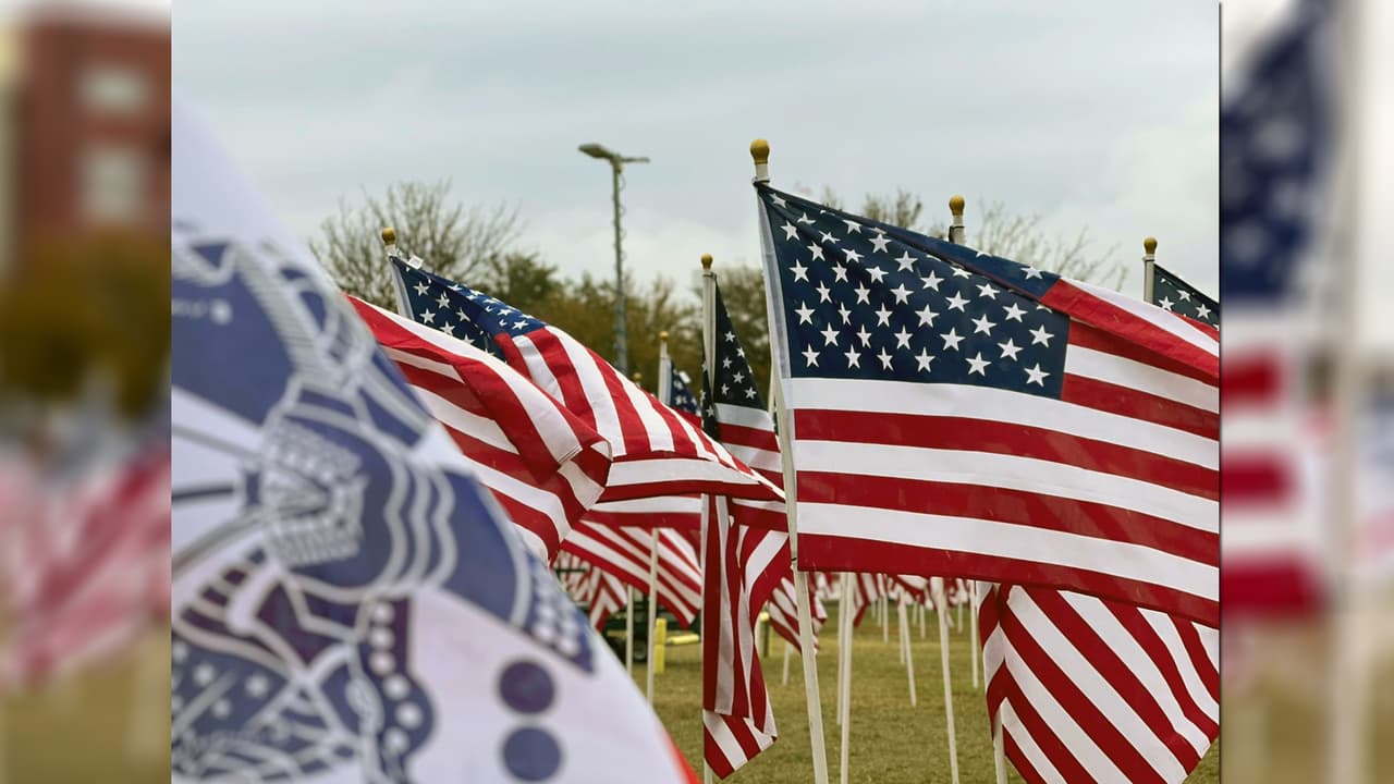 Las banderas están en el lugar como parte de los homenajes que realizaron en la ciudad por el
<b>Día de los Veteranos</b>, celebrado el pasado viernes 11 de noviembre.