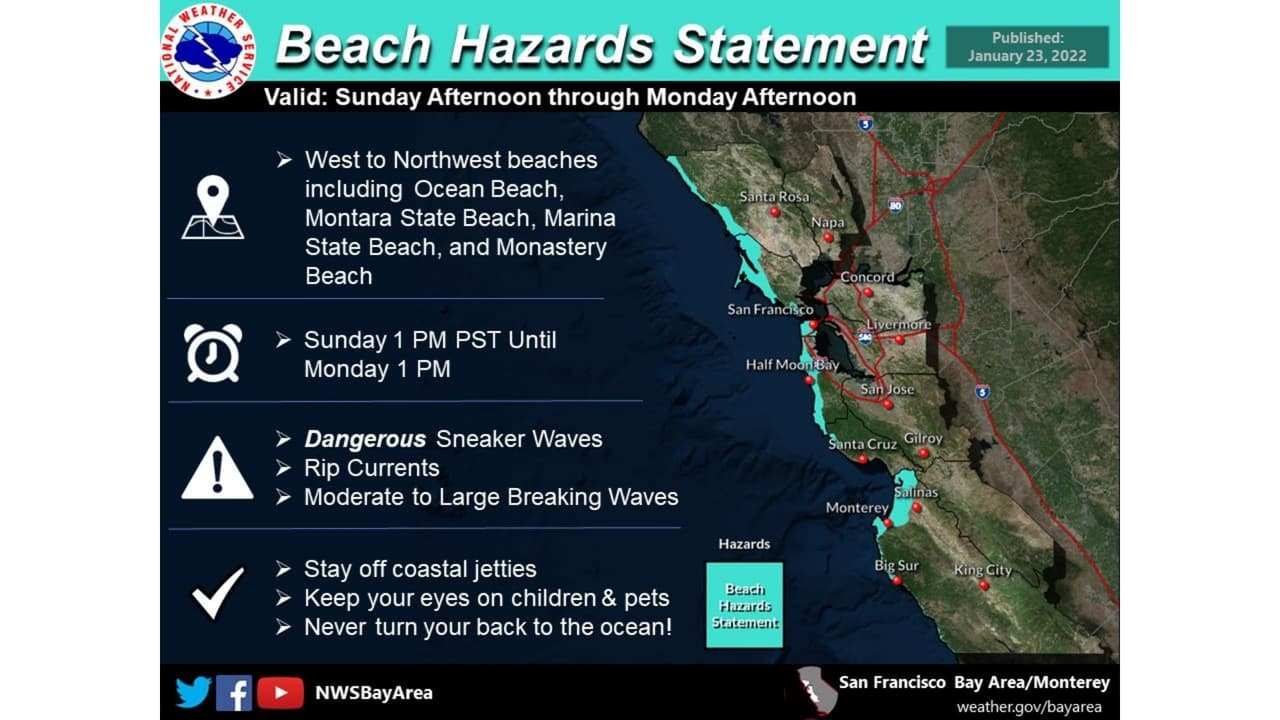 El aviso está vigente desde la 1 pm del domingo y hasta la 1 pm del lunes.