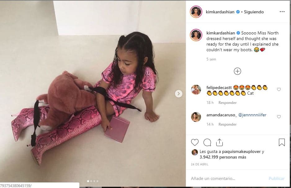 En febrero de 2019, Kim presumió en Instagram la primera portada en solitario de North, que tuvo lugar en la revista 
<b><a href="https://wwd.com/beauty-industry-news/beauty-features/north-west-is-the-face-of-gen-z-gen-alpha-consumers-1203043323/" target="_blank">Women's Wear Dail</a><a href="https://wwd.com/beauty-industry-news/beauty-features/north-west-is-the-face-of-gen-z-gen-alpha-consumers-1203043323/" target="_blank">y</a></b>, en donde la publicación destacó a la niña por ser una influencia para los niños de su generación: "¡Mi bebé más elegante y hermosa, North, lanzó su primera portada [...]! A ella le encanta la moda y la belleza y se divierte mucho haciendo esto", destacó Kim.