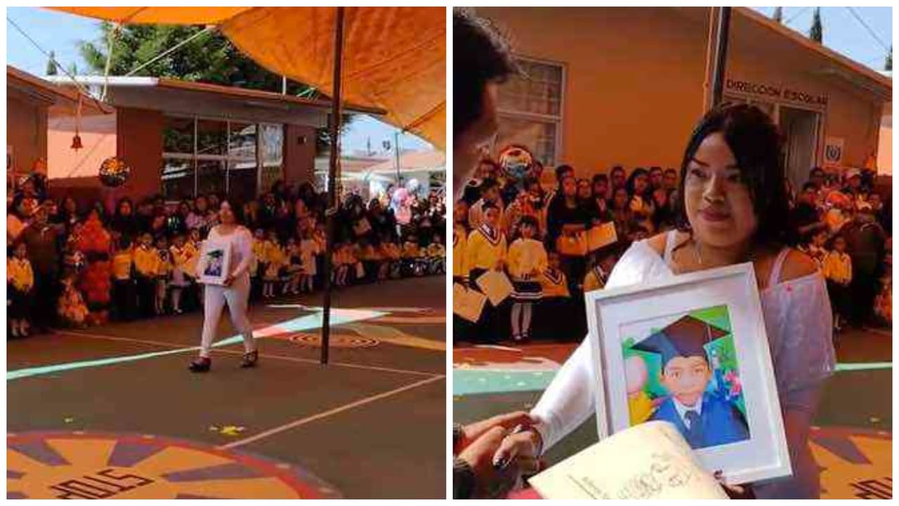 Mamá asiste a la graduación de kinder de su hijo fallecido: homenaje hizo llorar a Internet