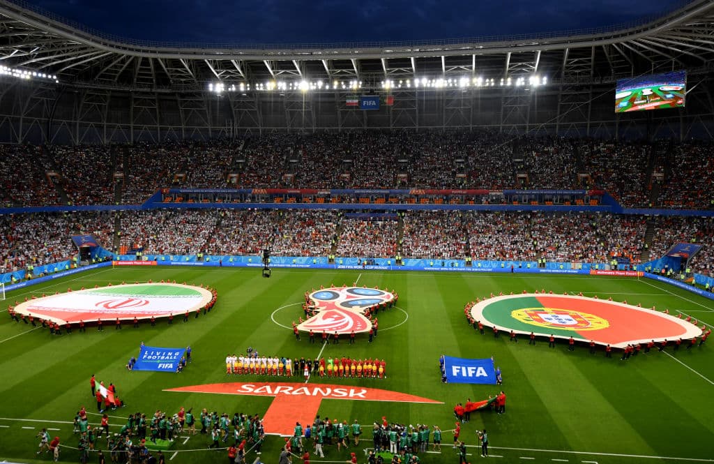 Con las mejores galas recibió la Mordavia Arena de Saransk a las selecciones de Irán y Portugal, cuya presencia en la fase de grupos llegaba a su fin con este partido dentro del Grupo B del Mundial.
