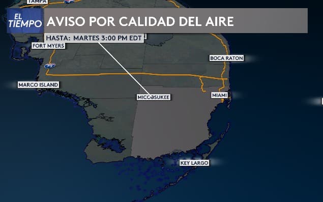 Incendios de maleza: aviso por mala calidad del aire para Miami-Dade por segundo día consecutivo