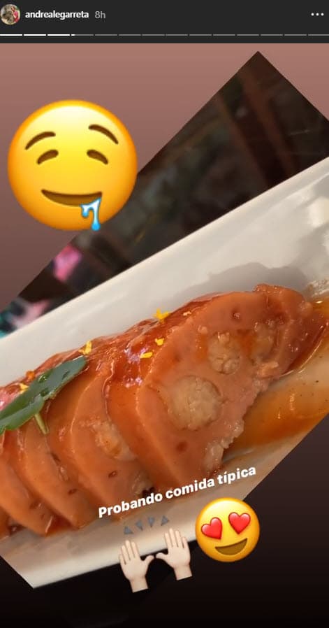 A través de sus historias, la presentadora mexicana ha compartido parte de la comida típica del lugar que han degustado. "Flor de loto con salsa de miel, nabo, alga marina, puerco agridulce, papa frita china", explica en un video donde muestra los platillos.
<br>