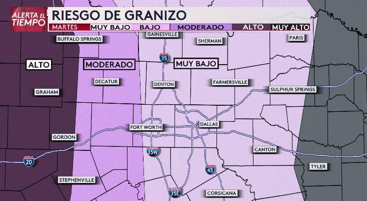 Para el martes, es "muy bajo", para el Metroplex, incluido Dallas - Fort Worth.