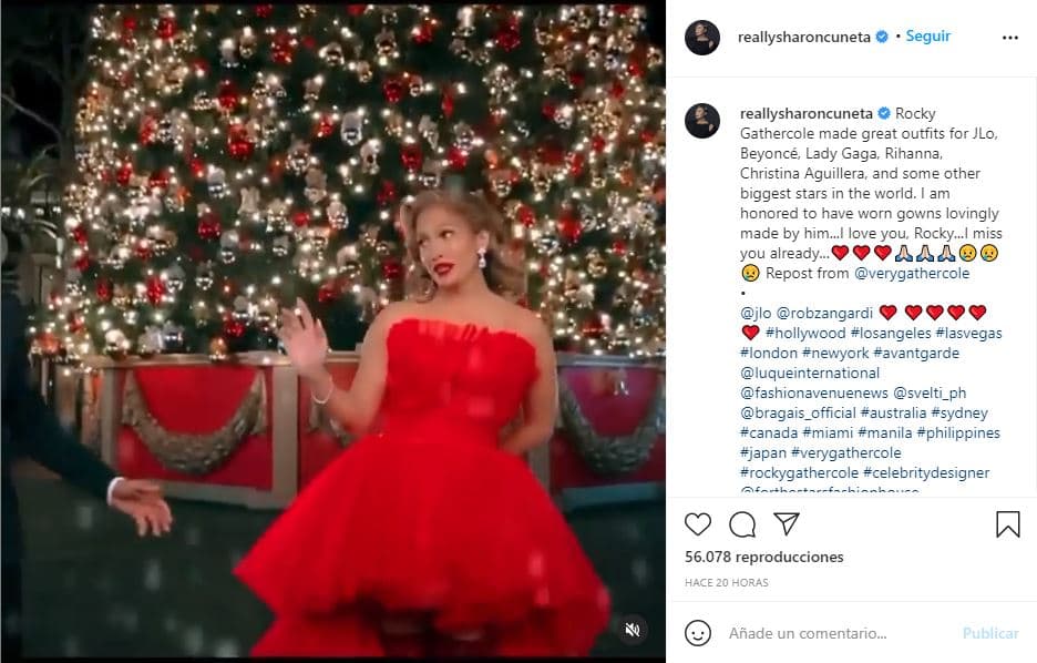 La actriz, cantante y presentadora de televisión filipina, Sharon Cuneta, se despidió de él con un video protagonizado por JLo, junto al que escribió: "Rocky Gathercole hizo grandes atuendos para JLo, Beyoncé, Lady Gaga, Rihanna, Christina Aguilera y otras de las estrellas más importantes del mundo. Me siento honrada de haber usado vestidos hechos con amor por él... Te amo, Rocky. Ya te extraño".
