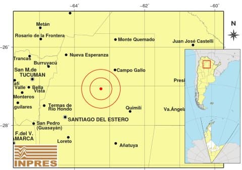 Sismo sentido con epicentro en SANTIAGO DEL ESTERO