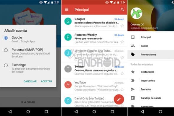 El diseño de la app de Gmail cambió por completo en esta nueva versión.