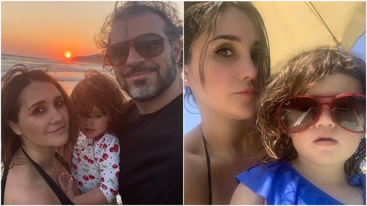 Dulce María se fue de vacaciones a la playa con su hija y esposo.